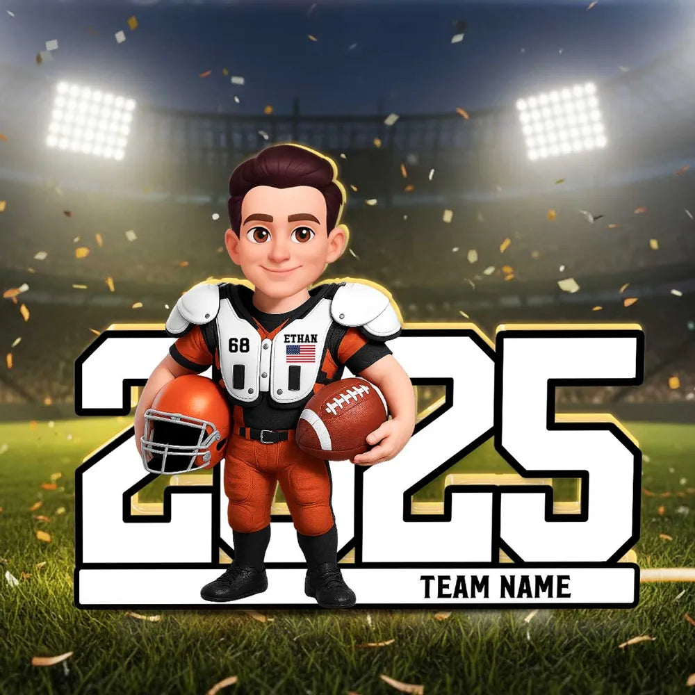 Personalized Football Player Figurine for Kids - Custom Year and Team Name Plaque MagicInPrints