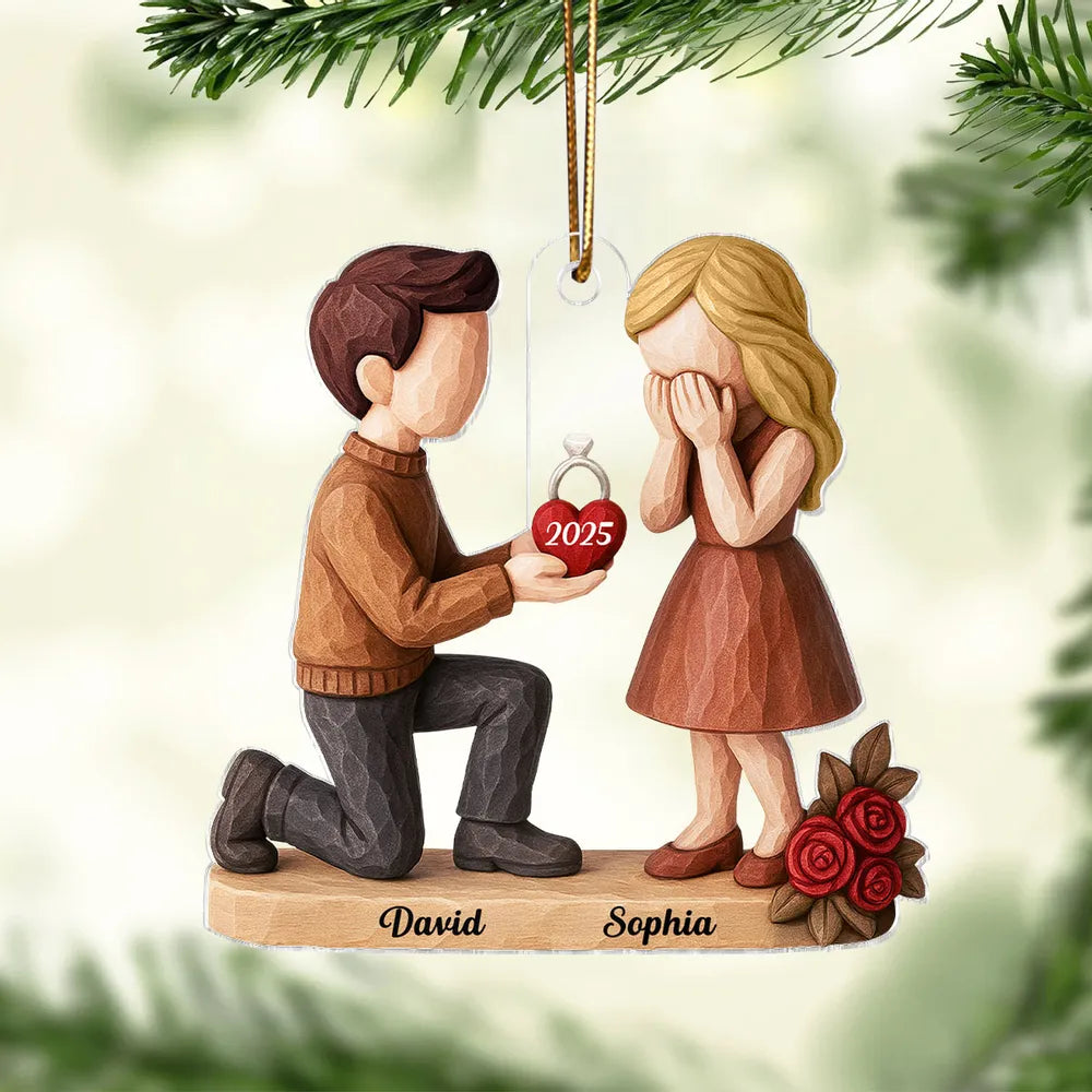 Personalized Engagement Ornament for Couples - Romantic Christmas Proposal Keepsake Ornament MagicInPrints