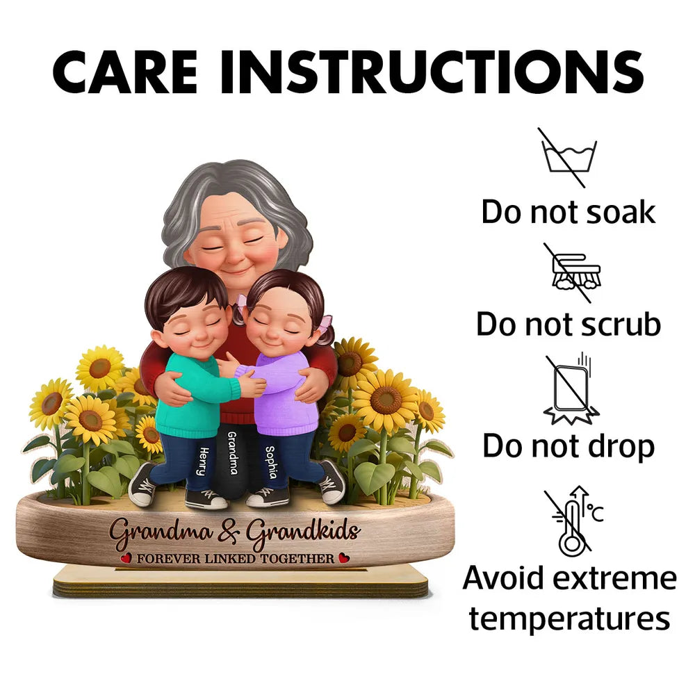 Personalized Grandma and Grandkids Wooden Sculpture - Sentimental Gift for Family Plaque MagicInPrints