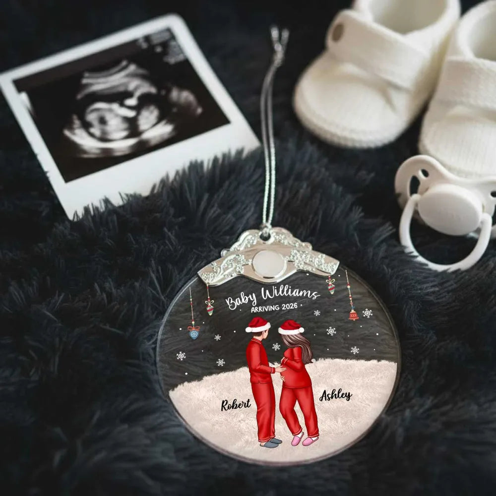 Personalized Family Christmas Ornament with Pets - Baby Announcement 2026 Ornament MagicInPrints