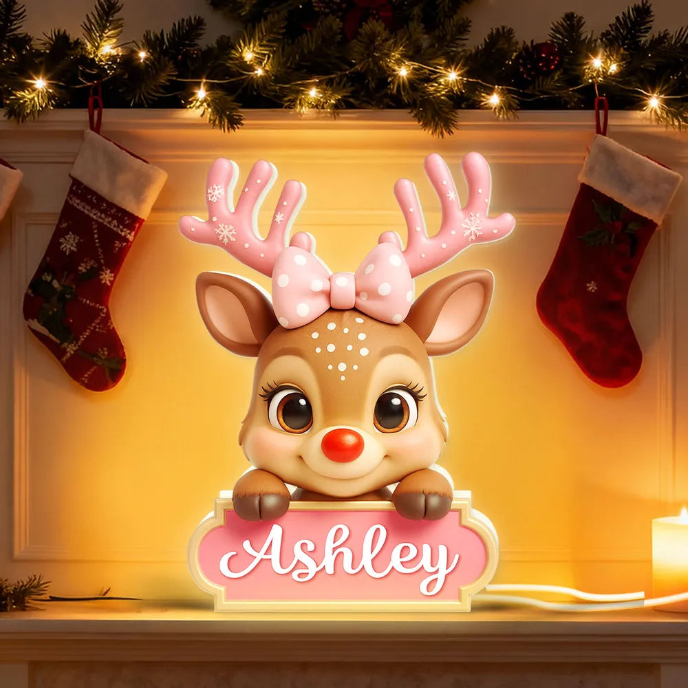 Personalized Reindeer Name Plaque for Kids - Christmas Decor Gift Plaque MagicInPrints