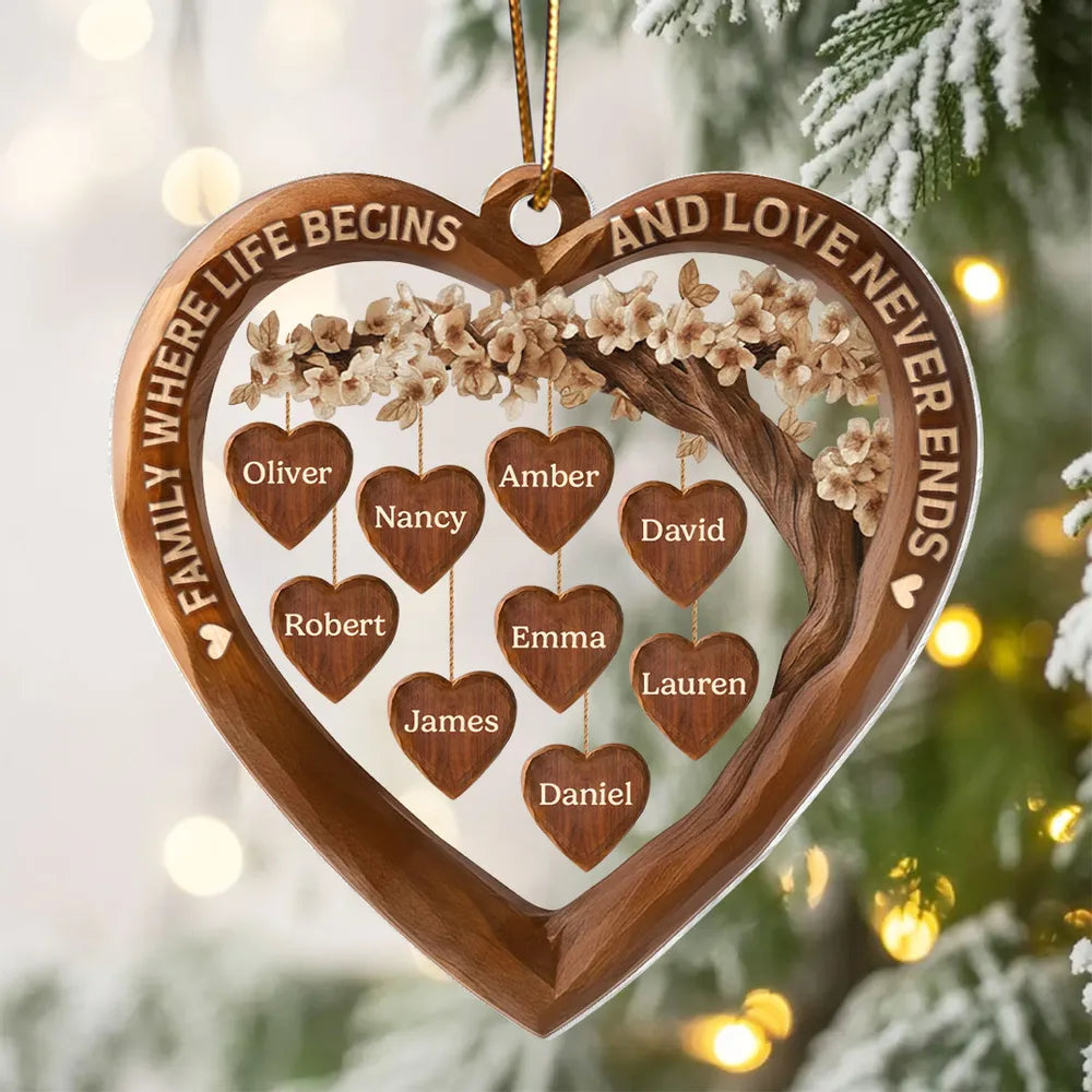 Personalized Heart Tree Family Ornament for Christmas - Custom Names Keepsake Ornament MagicInPrints