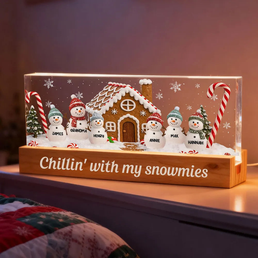 Personalized Family Snowman LED Light for Home - Holiday Decor Plaque MagicInPrints