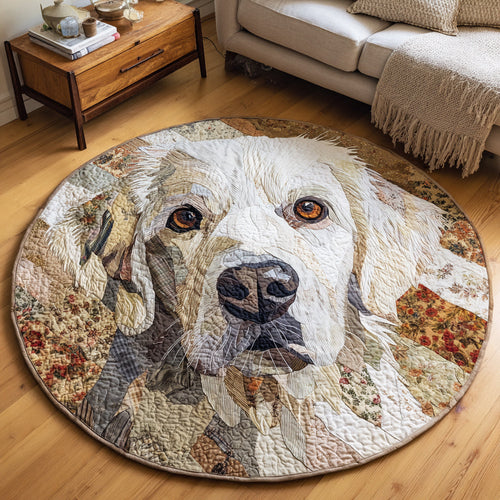 Capture the Love – Rustic Great Pyrenees Quilted Round Mat – Gift for Dog Lovers Quilted Round Mat MagicInPrints
