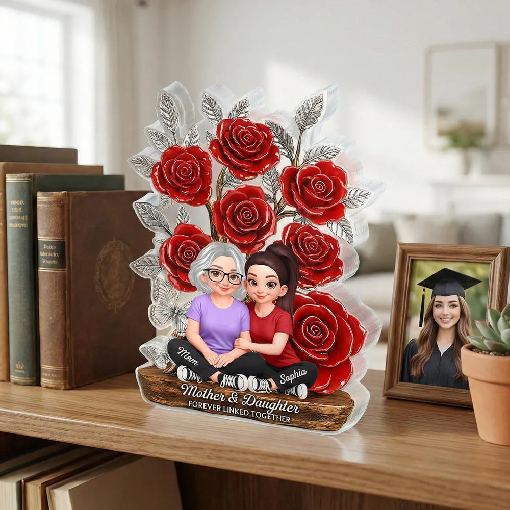 Personalized Mother & Daughter Figurine with Roses - Sentimental Gift for Mother's Day Plaque MagicInPrints
