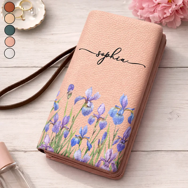 Personalized Floral Wallet for Women - Custom Name Leather Clutch Bag MagicInPrints