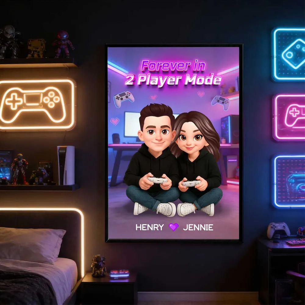 Personalized Couple Gamer Poster - Custom Names & Avatar - Perfect for Gaming Lovers Poster or Canvas MagicInPrints