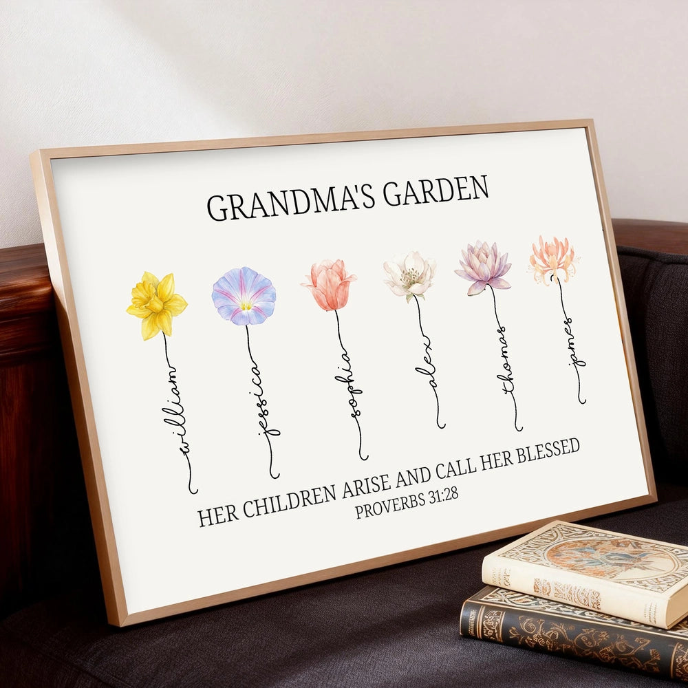 Personalized Grandma's Garden Wall Art for Family Sentimental Gift - Mother's Day Decor Poster or Canvas MagicInPrints