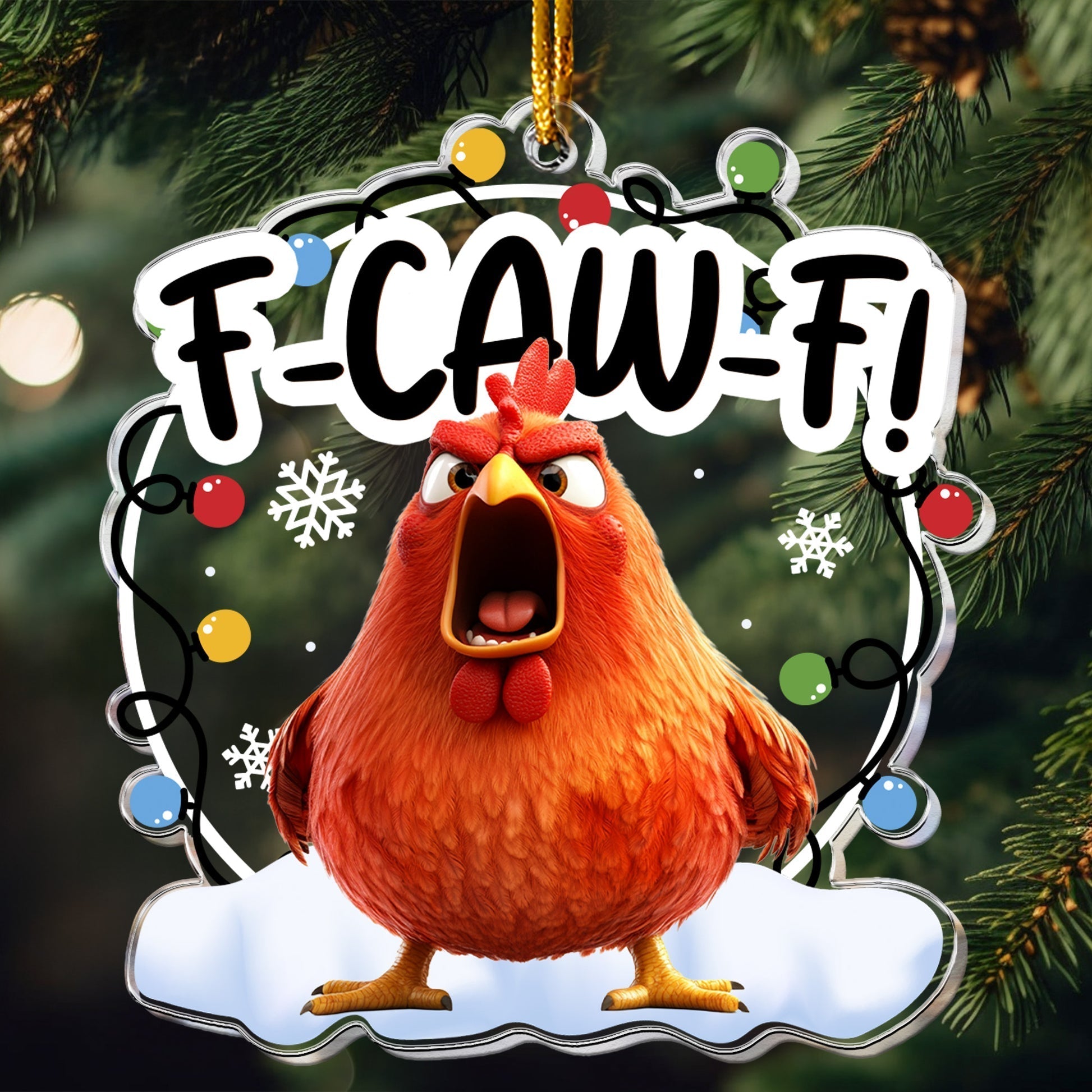 Funny Chicken Christmas Ornament for Adults - Holiday Humor Decor Ornament MagicInPrints
