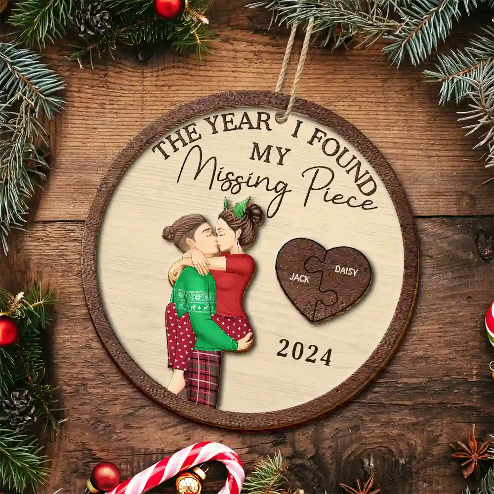 Personalized Couple Ornament for Partners with Puzzle Heart Design - Romantic Keepsake for 2025 Ornament MagicInPrints