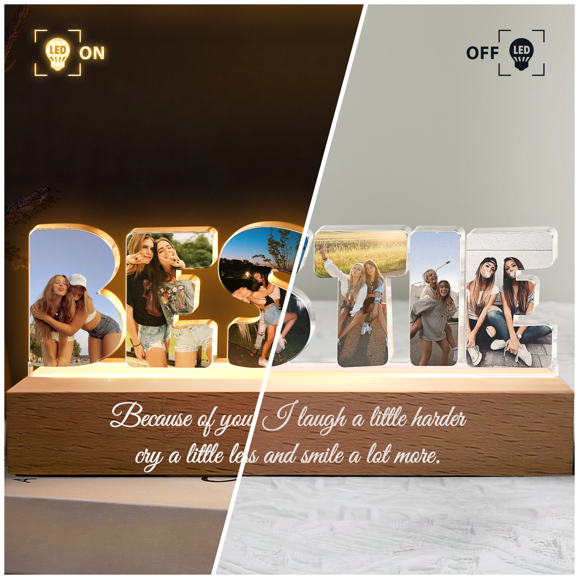 Custom Photo LED Light Decor for Best Friend - Sentimental Gift for Friendship Plaque MagicInPrints