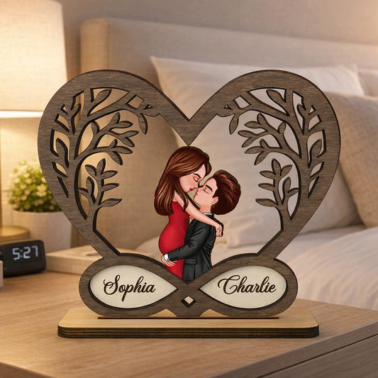 Personalized Wooden Heart Couple Figurine for Couples - Romantic Anniversary Gift Plaque MagicInPrints