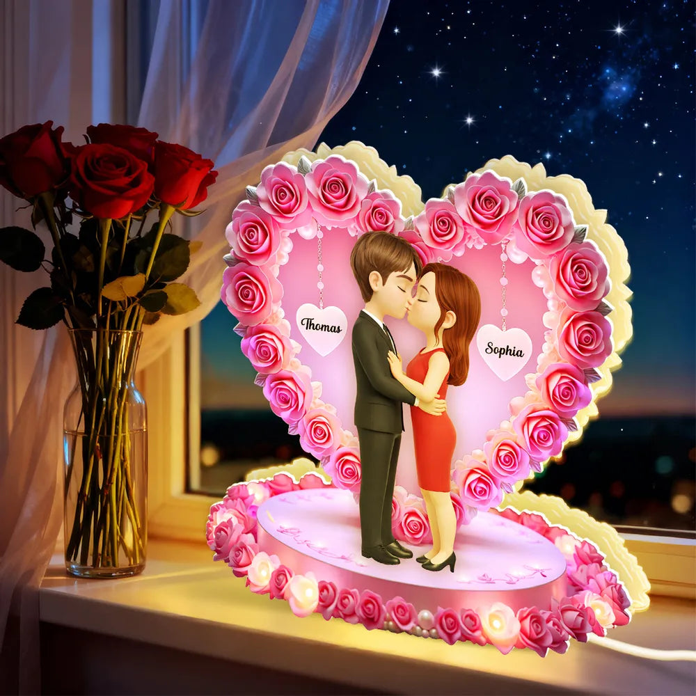 Personalized Romantic Couple Figurine with Heart Base for Valentine's Day Plaque MagicInPrints