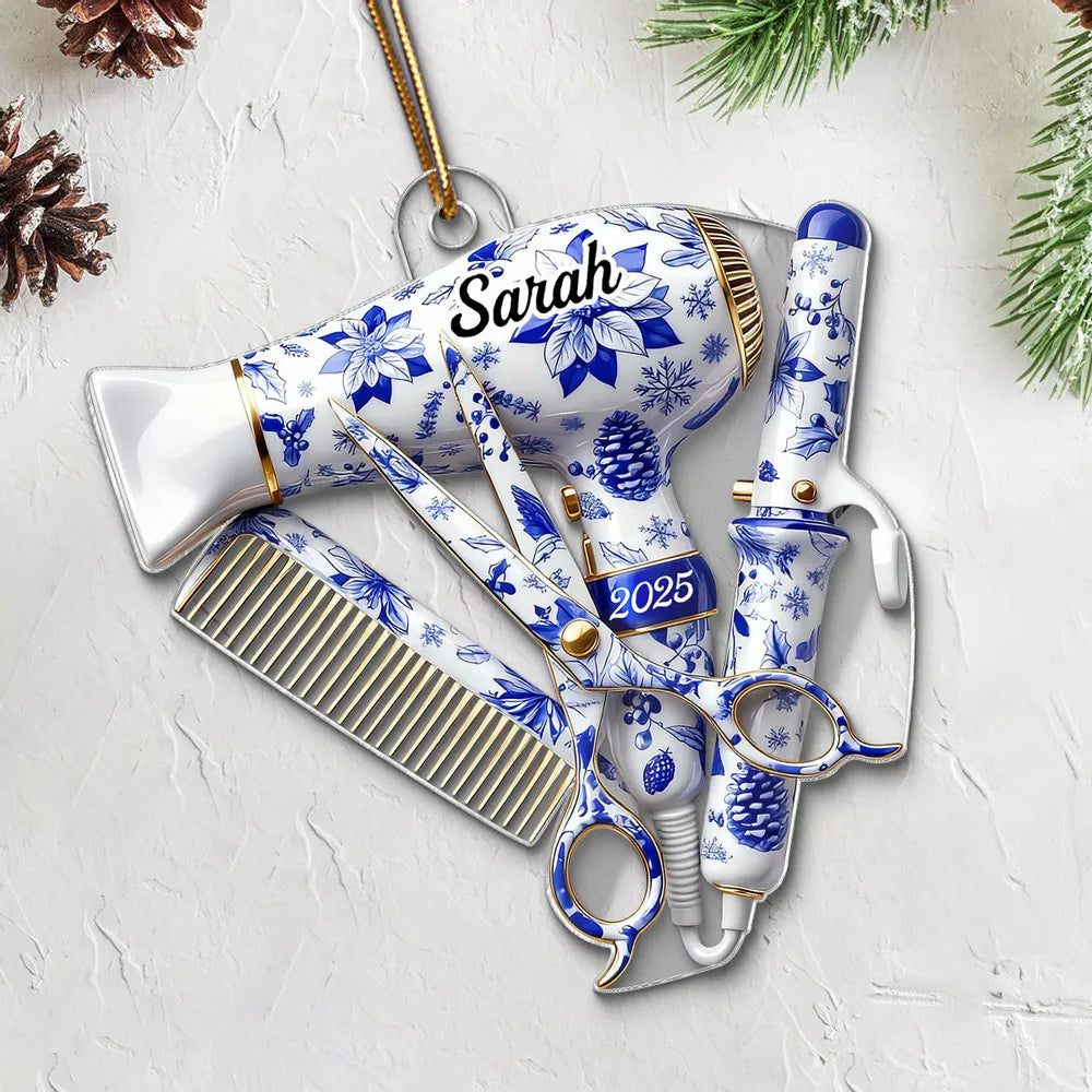 Personalized Hair Stylist Ornament for Christmas - Custom Name & Year Ornament MagicInPrints