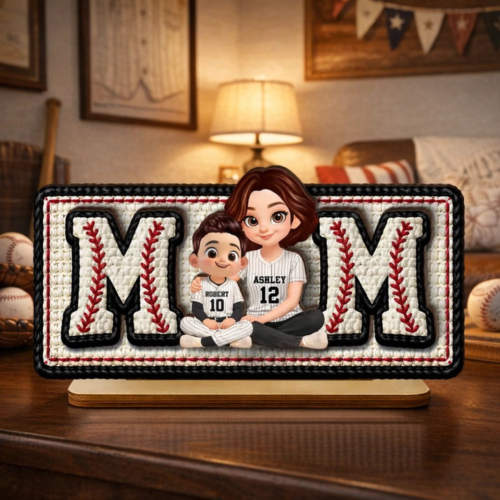 Personalized Baseball Mom LED Lamp for Family - Perfect Gift for Mother's Day Plaque MagicInPrints
