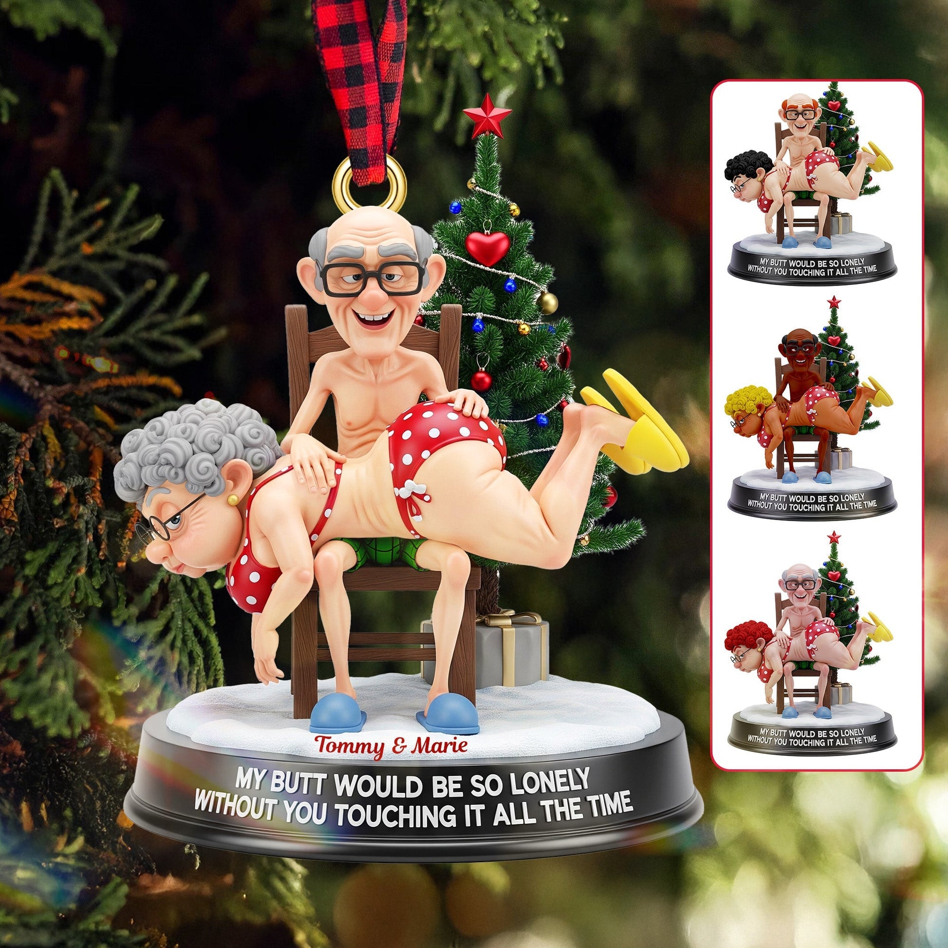Funny Old Couple Acrylic Ornament - Personalized Christmas Gift for Couples Ornament MagicInPrints