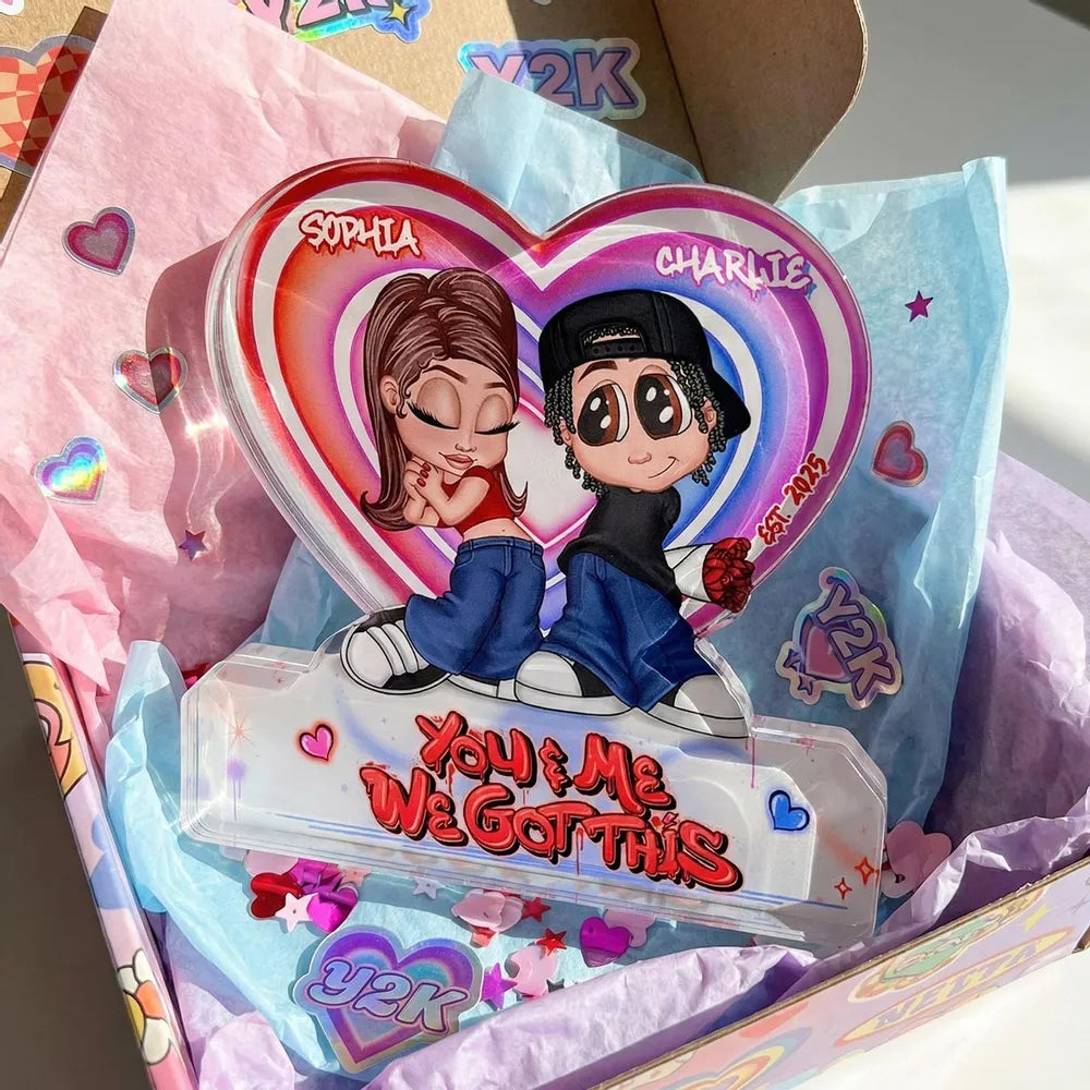 Personalized Heart-Shaped Acrylic Couple Figurine - Romantic Gift for Anniversaries Plaque MagicInPrints