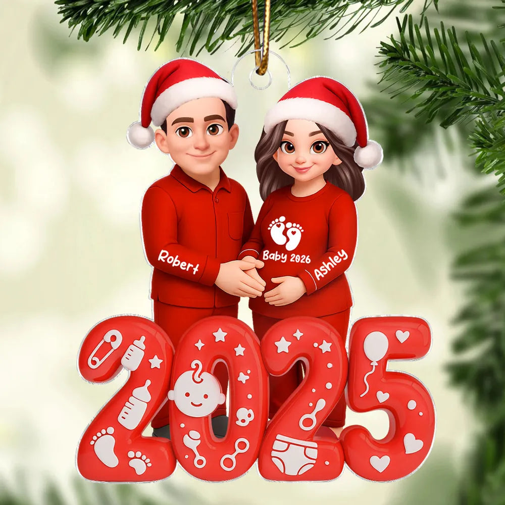 Personalized Couple Christmas Ornament for Expecting Parents - 2025 Holiday Keepsake Ornament MagicInPrints