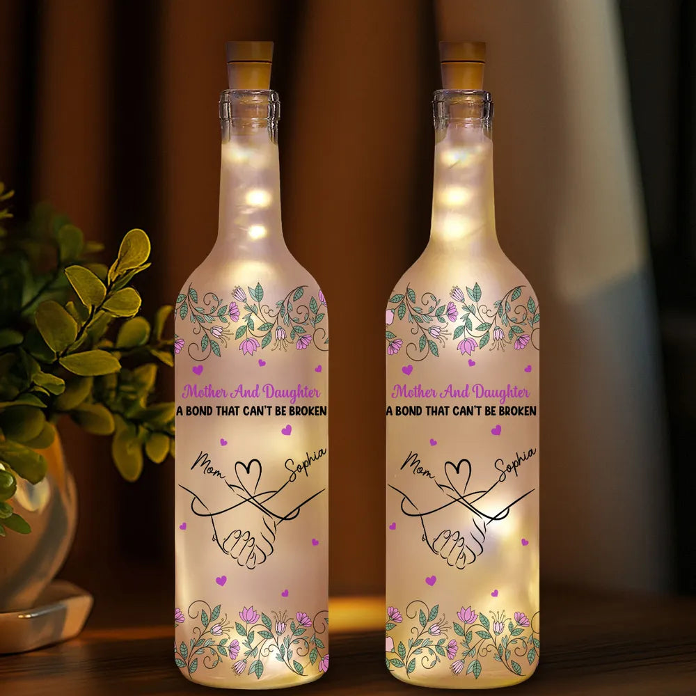 Personalized LED Wine Bottle Light for Mother and Daughter - Sentimental Gift Lamp MagicInPrints