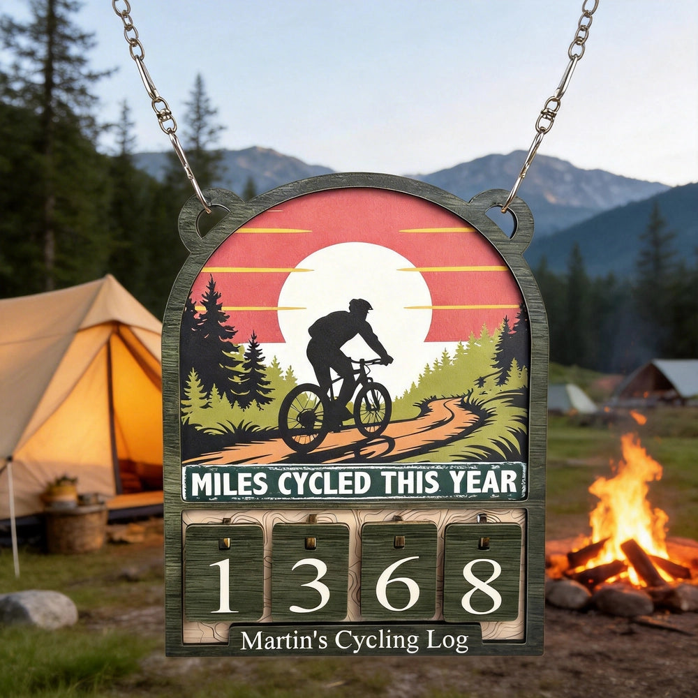 Personalized Cycling Log Sign for Biking Enthusiasts - Outdoor Adventure Tracker Sign MagicInPrints