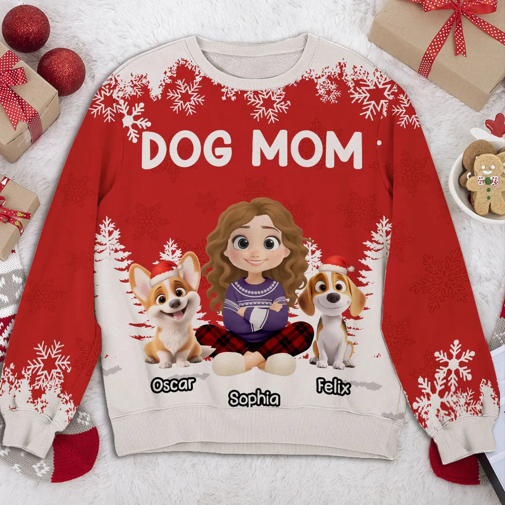 Personalized Dog Mom Christmas Sweater for Women - Festive Holiday Gift Cloth MagicInPrints