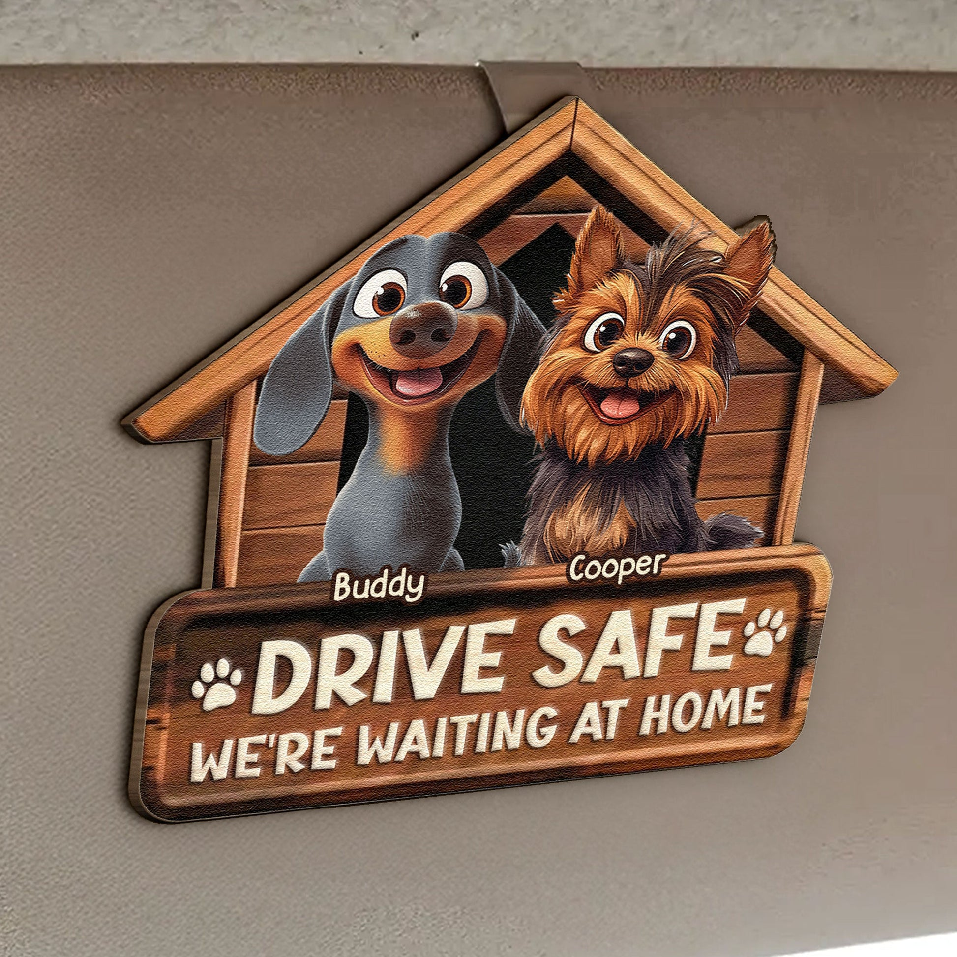Custom Dog Car Sign for Pet Lovers - Drive Safe Reminder Car Hanger MagicInPrints