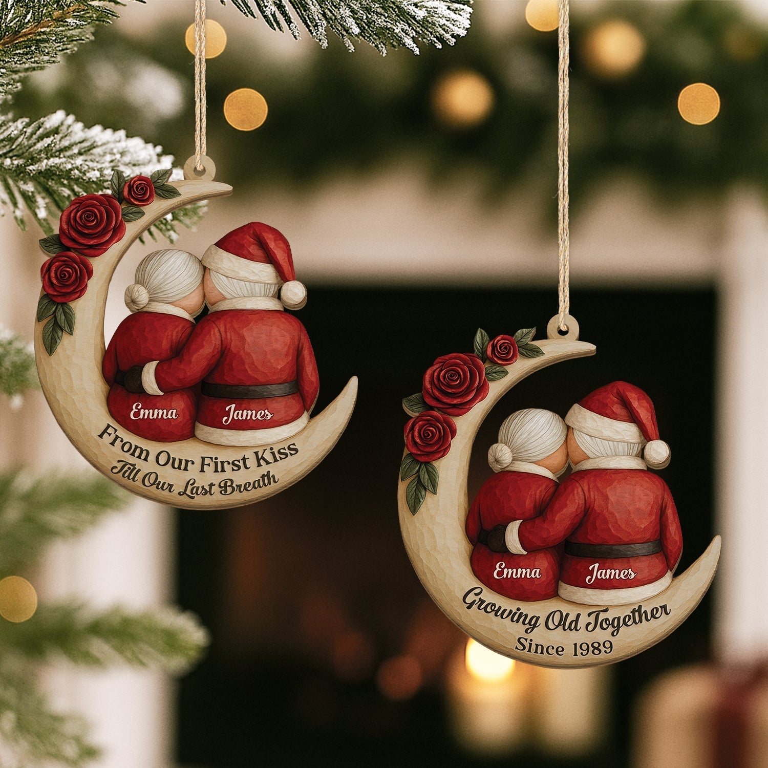 Personalized Couple Christmas Ornament - Romantic Holiday Keepsake Ornament MagicInPrints