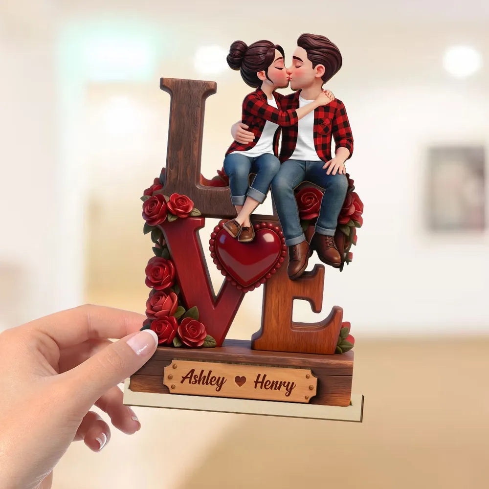 Personalized Couple Figurine Love Sculpture for Anniversary Gift - Romantic Home Decor Plaque MagicInPrints