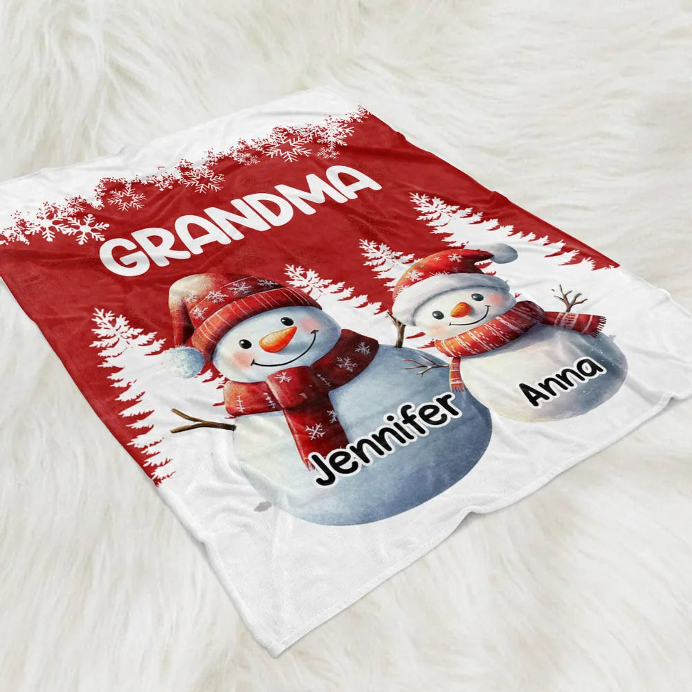 Personalized Grandma Snowman Blanket for Family - Christmas Gift Blanket MagicInPrints