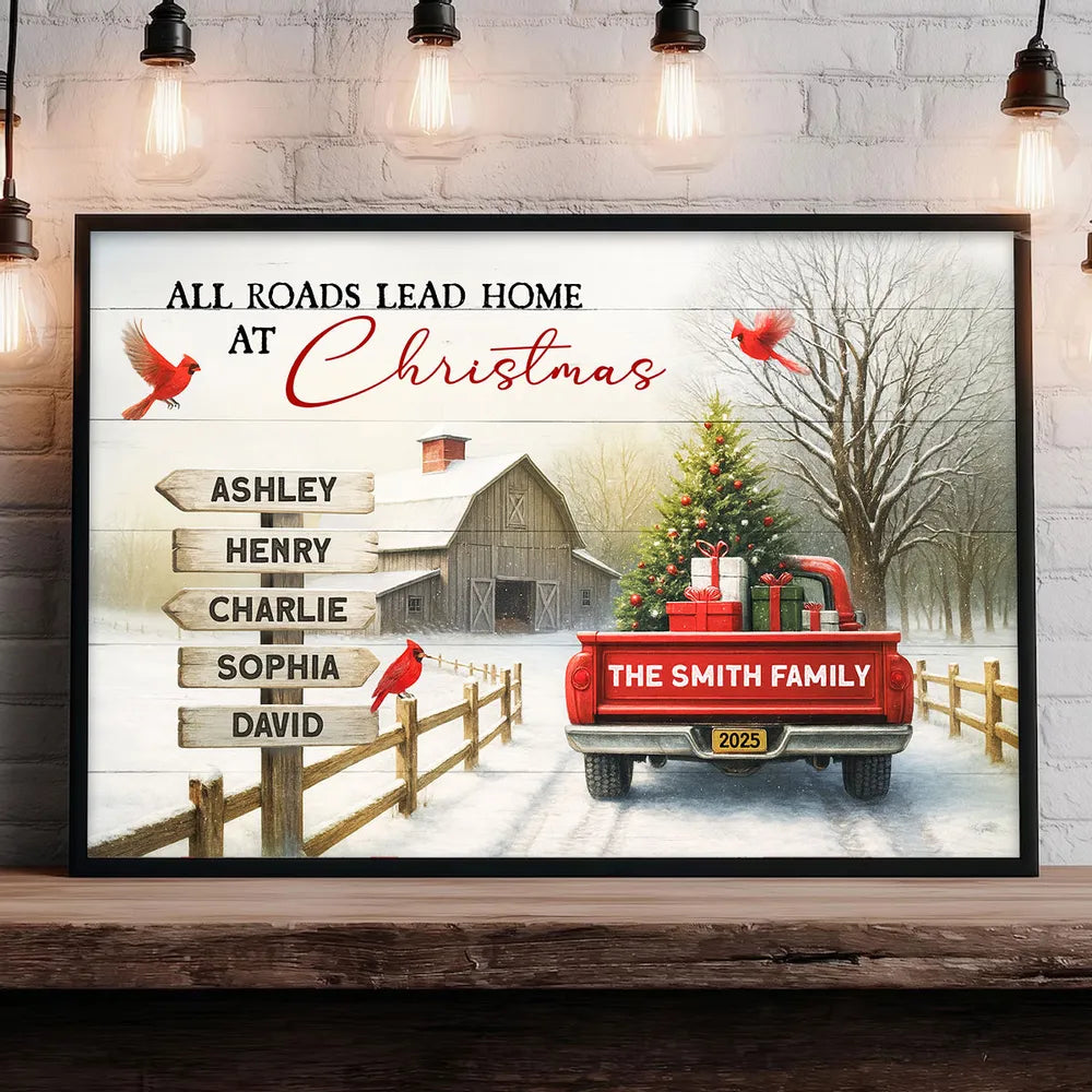Personalized Christmas Family Canvas Art - Custom Name Holiday Decor Poster or Canvas MagicInPrints