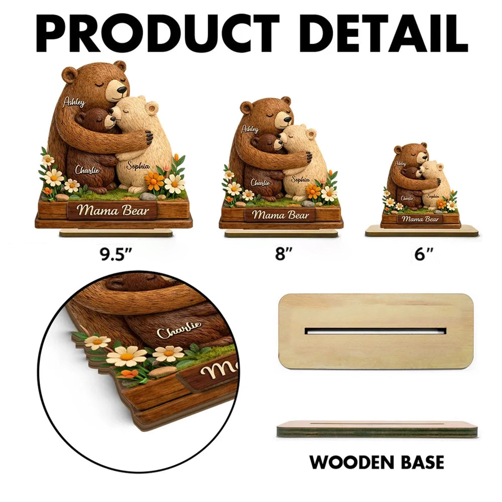 Personalized Mama Bear Family Figurine for Mother's Day - Custom Names Plaque MagicInPrints