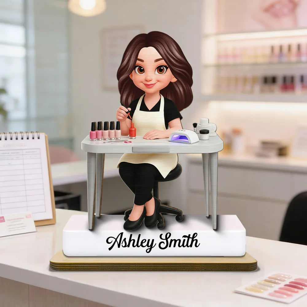 Custom Nail Technician Figurine for Professionals - Personalized Salon Decor Plaque MagicInPrints