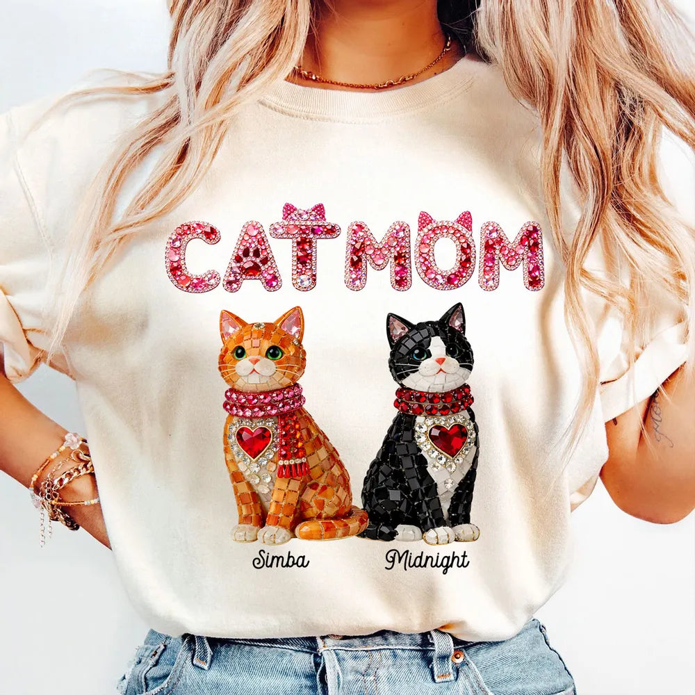 Personalized Cat Mom T-Shirt for Women with Custom Cat Names - Perfect Gift for Cat Lovers Cloth MagicInPrints