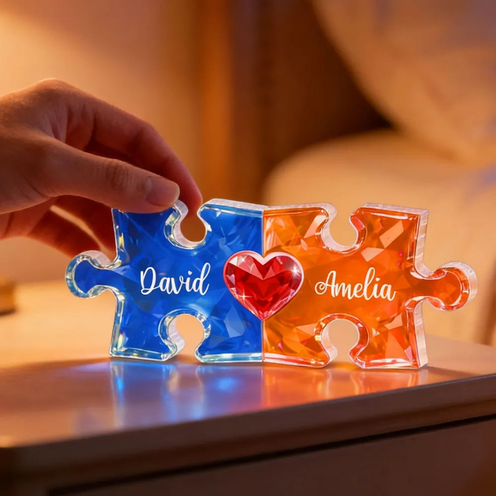 Personalized Puzzle Piece Keepsake for Couples with Heart Design - Romantic Gift Plaque MagicInPrints