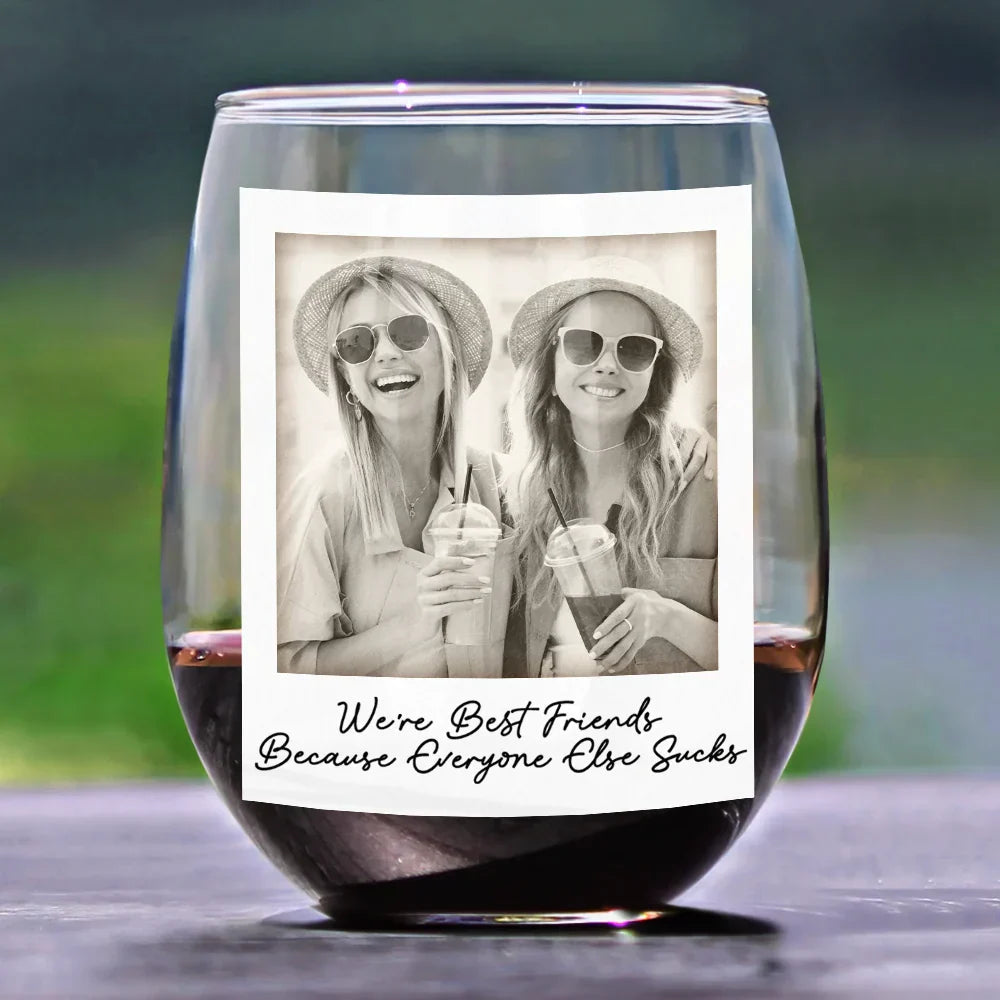 Custom Photo Stemless Wine Glass for Friends - Fun Gift for Any Occasion Cup MagicInPrints