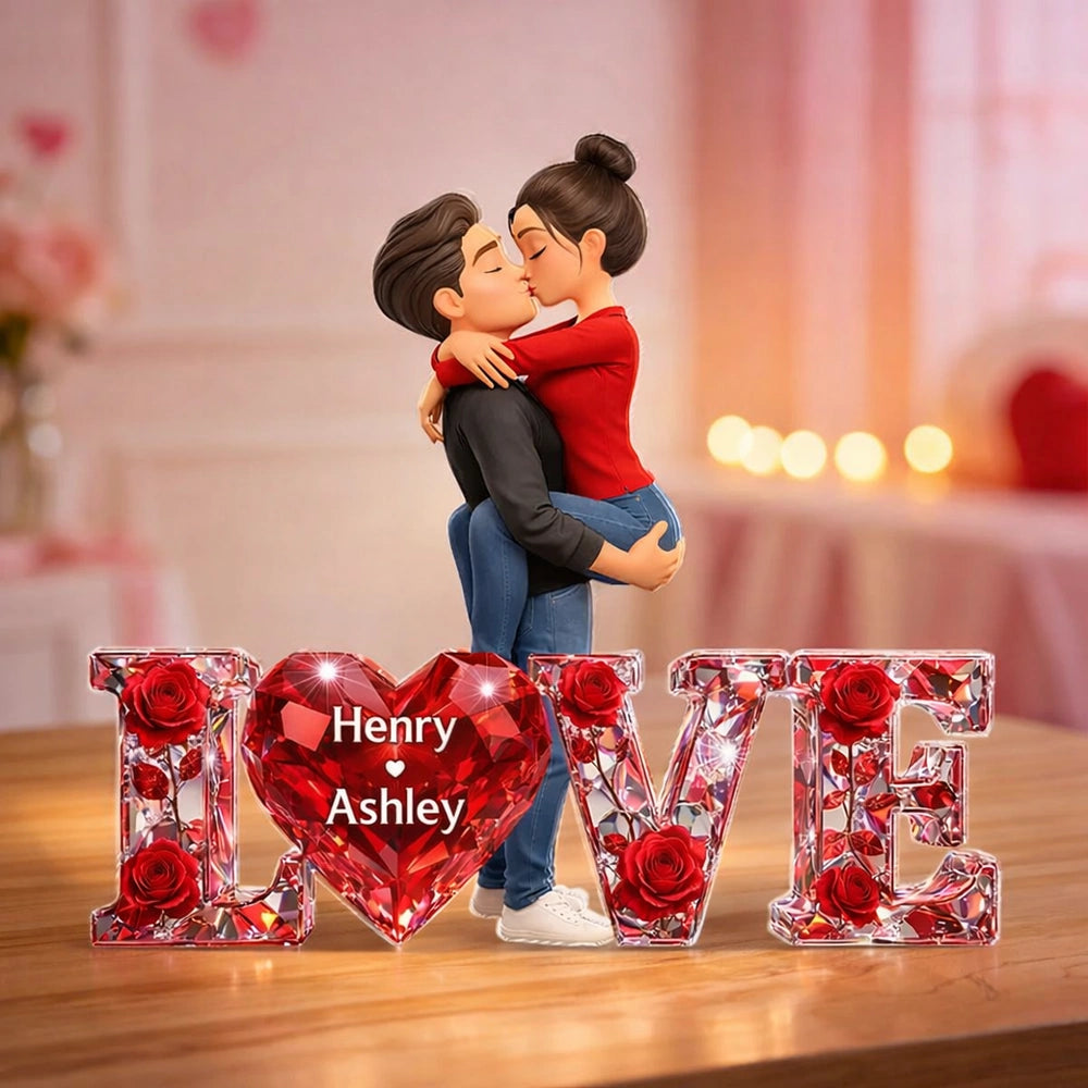 Personalized Romantic Couple Figurine with LOVE Letters - Perfect for Valentine's Day Plaque MagicInPrints