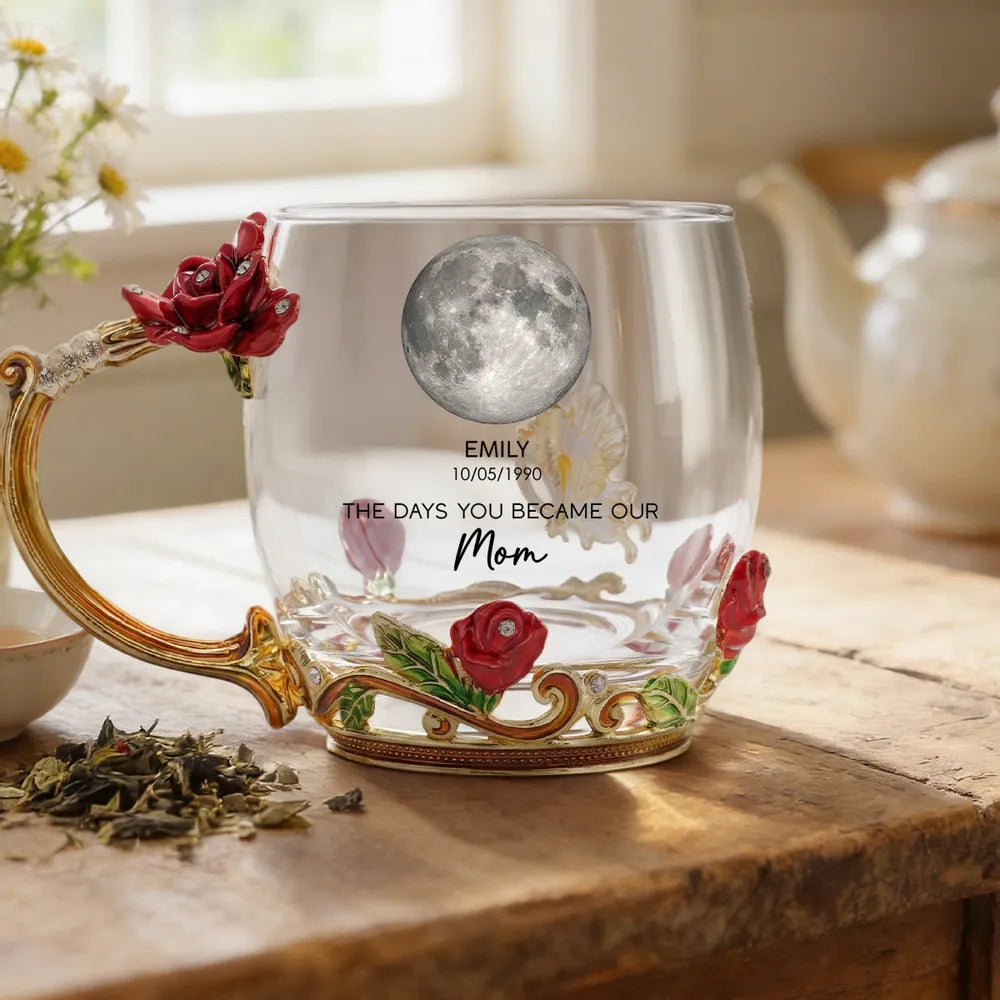Personalized Glass Mug for Mom with Custom Moon Phase - Mother's Day Gift Cup MagicInPrints
