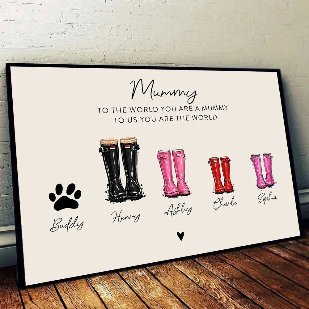 Personalized Family Boots Print for Home Decor - Custom Names and Dates Poster or Canvas MagicInPrints