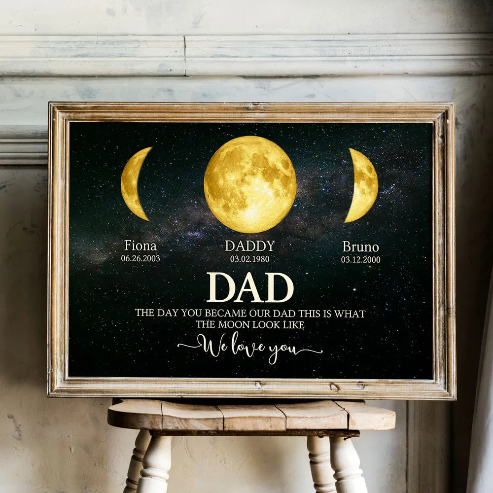 Personalized Moon Phase Canvas for Dad - Sentimental Gift for Father's Day Poster or Canvas MagicInPrints