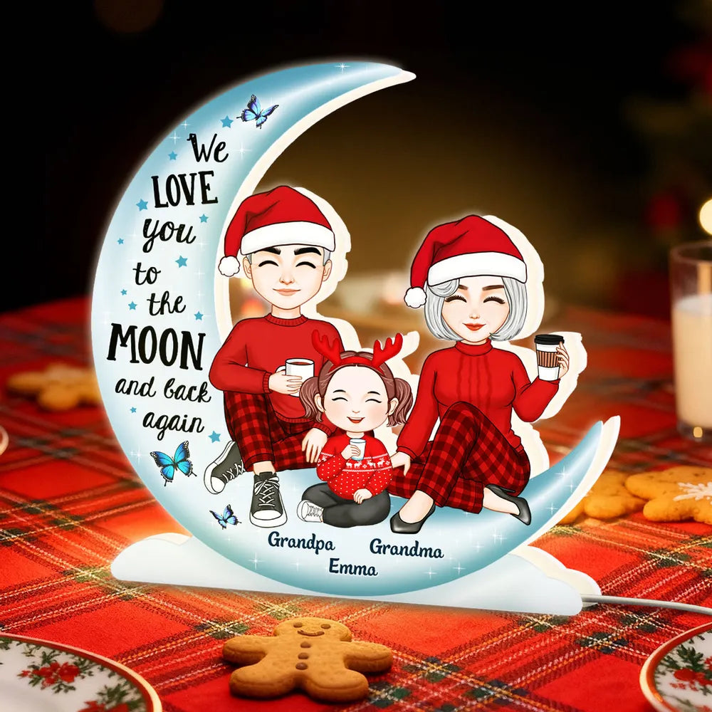 Personalized Christmas Family Moon Lamp for Grandparents - Holiday Gift Plaque MagicInPrints