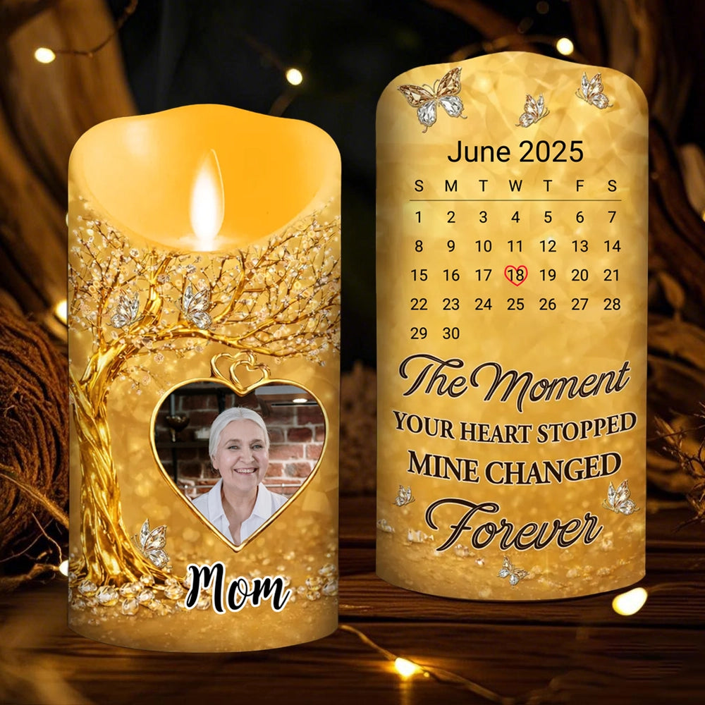 Personalized Memorial LED Candle for Mom with Photo and Date - Sentimental Keepsake Lamp MagicInPrints