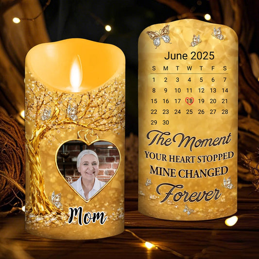 Personalized Memorial LED Candle for Mom with Photo and Date - Sentimental Keepsake Lamp MagicInPrints