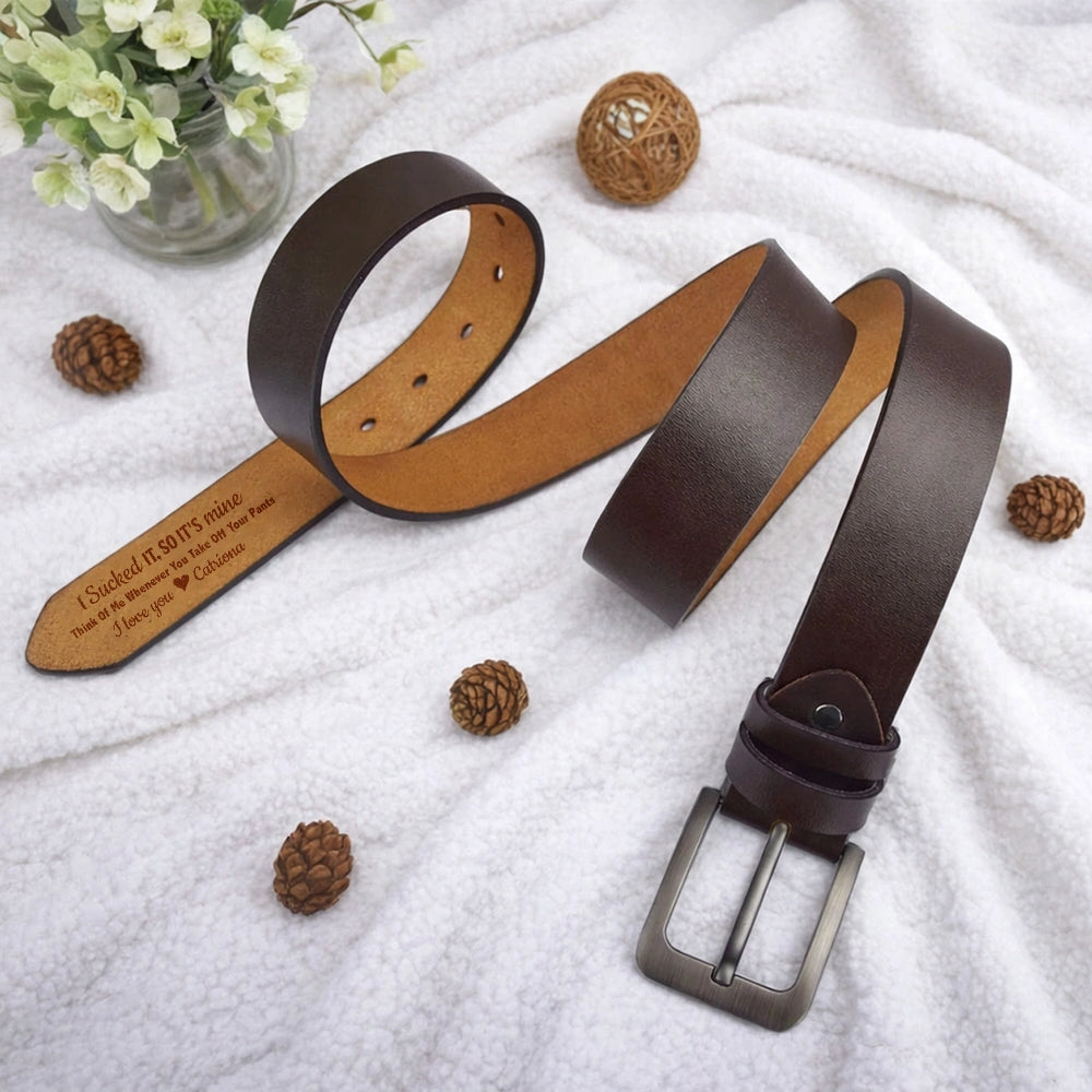 Personalized Leather Belt for Men with Engraved Message - Romantic Gift Belt MagicInPrints