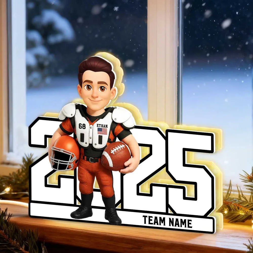 Personalized Football Player Figurine for Kids - Custom Year and Team Name Plaque MagicInPrints