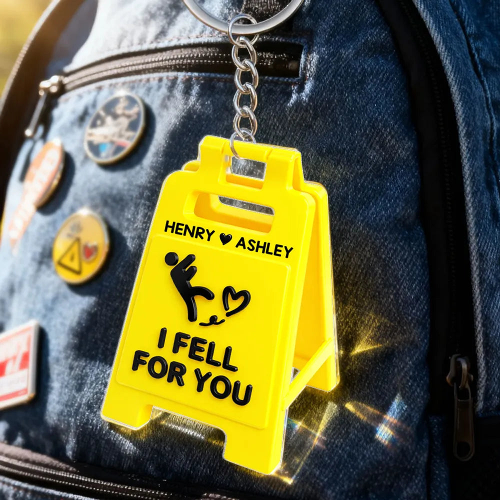 Personalized Funny Keychain for Couples - I Fell for You Gift Keychain MagicInPrints