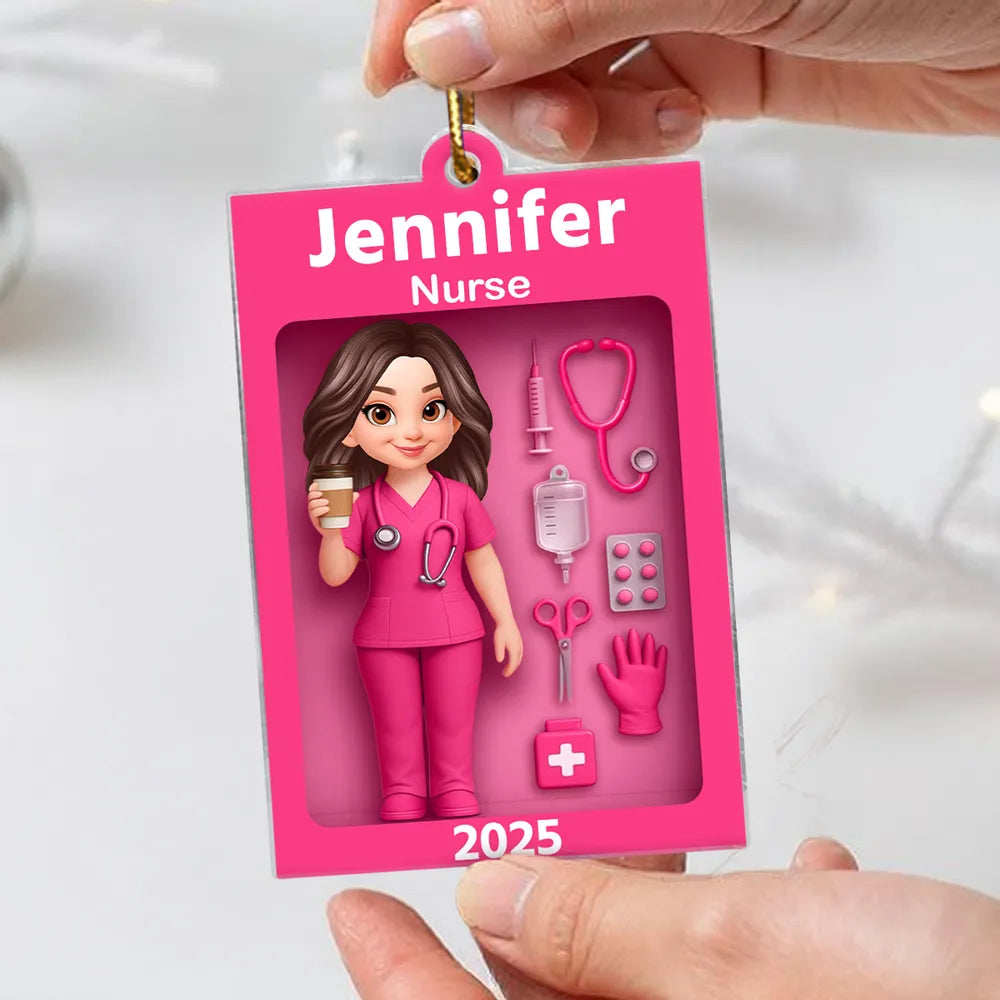 Personalized Nurse Ornament for Healthcare Professionals - 2025 Holiday Gift Ornament MagicInPrints