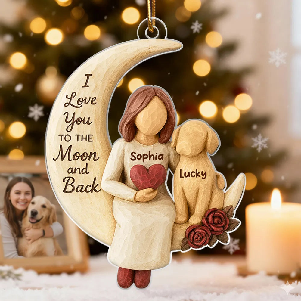 Personalized Moon and Back Ornament for Dog Lovers - Sentimental Gift Ornament MagicInPrints