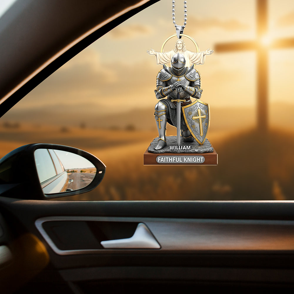 “Faithful Knight” – Personalized Car Ornament for Christian Believers Ornament MagicInPrints