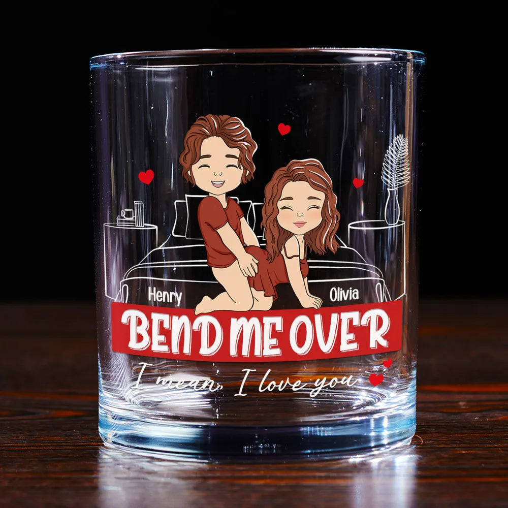 Personalized Couples Whiskey Glass Romantic Design - Anniversary Gift Cup MagicInPrints