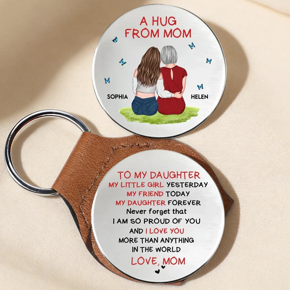 Personalized Keychain for Daughter - A Hug from Mom - Sentimental Gift Keychain MagicInPrints